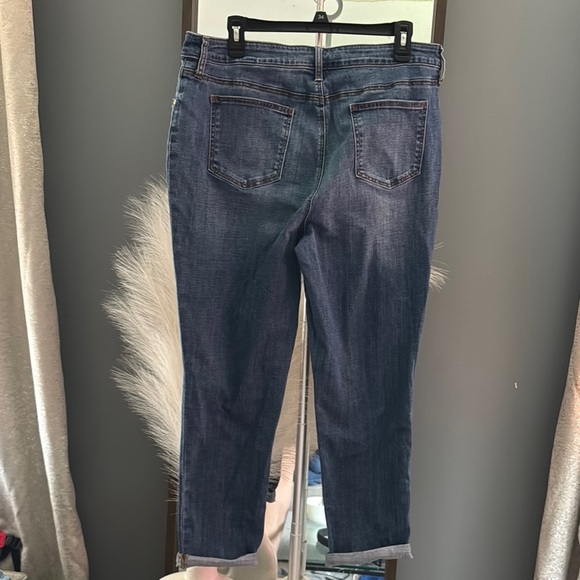 Chico's Blue Ankle Cropped Jeans‎ with Distressed Details - Picture 5 of 7